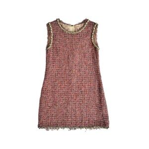 D&G Girls Tweed Shift Dress in Pink and Gold Trim